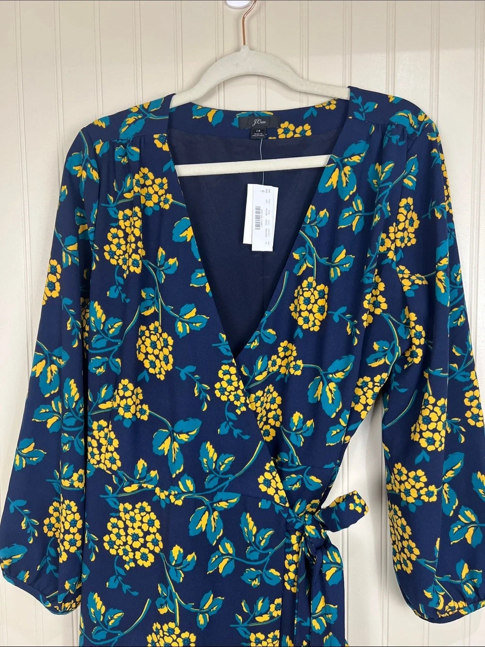 NWT J. Crew 365 Golden Floral Crepe Wrap Dress Preppy Classic Womens 14